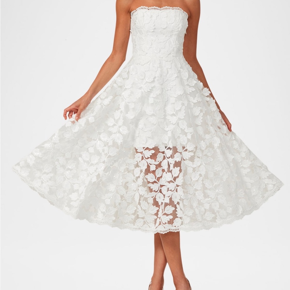 Strapless Florence White Floral Dress Helsi XS